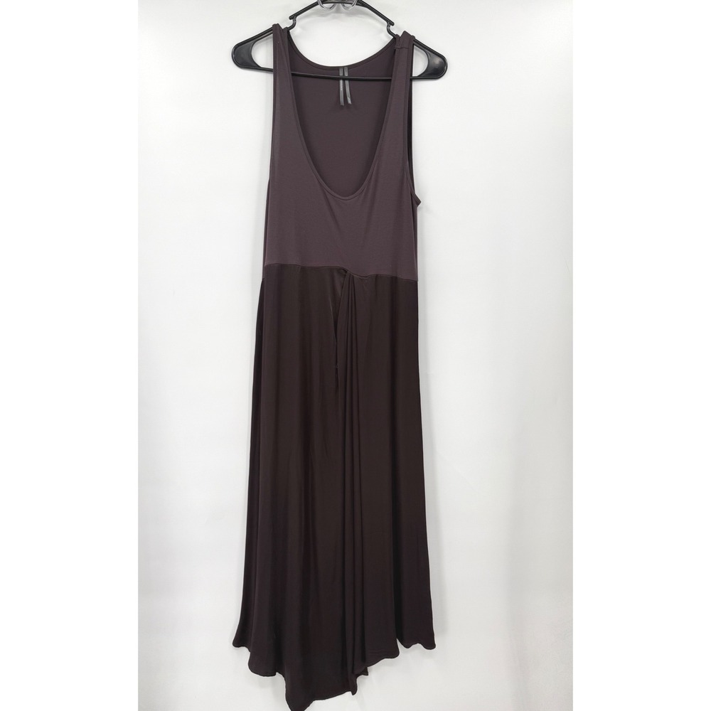 Anthropologie Medium Maxi Dress Womens Brown Mixed Media High-Low Sleeveless